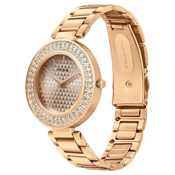 Sonata Blush It Up Rose Gold Dial Women Watch With Stainless Steel Strap ns87033wm01 / 87033wm01