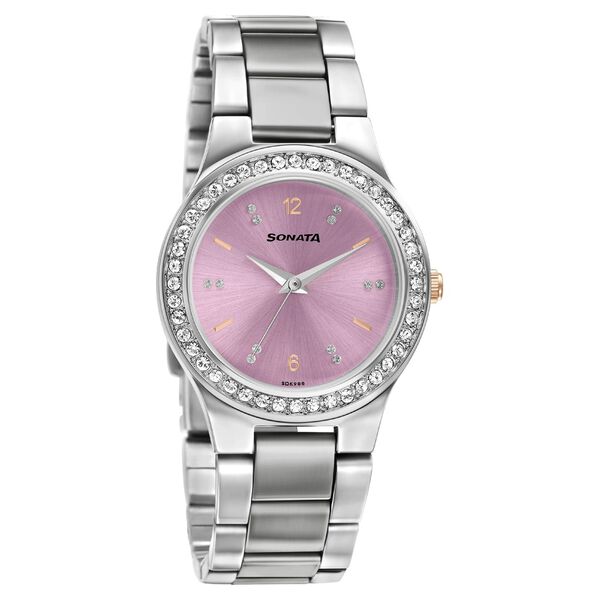 Sonata Blush It Up Pink Dial Women Watch With Stainless Steel Strap NR87034KM03 / 87034KM03