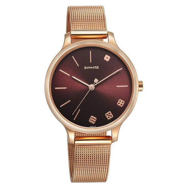 Sonata Play Maroon Dial Watch for Women NS87050WM03