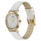 Sonata Glam Gold Quartz Analog Off White Dial Leather Strap Watch For Women 87063yl02w