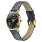 Sonata Glam Gold Quartz Analog Black Dial Leather Strap Watch For Women 87063yl04w