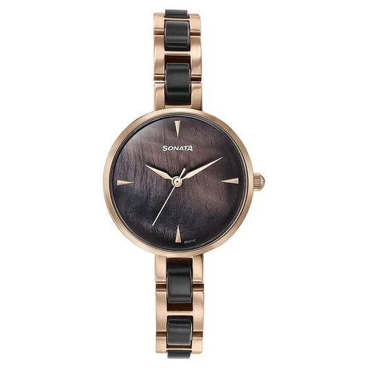 Sonata Quartz Analog Multicoloured Dial Two Toned Stainless Steel Strap Watch For Women 87064kd01