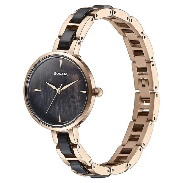 Sonata Quartz Analog Multicoloured Dial Two Toned Stainless Steel Strap Watch For Women 87064kd01