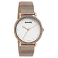 Sonata Quartz Analog White Dial Rose Gold Stainless Steel Strap Watch For Women 87066wm01