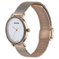 Sonata Quartz Analog White Dial Rose Gold Stainless Steel Strap Watch For Women 87066wm01