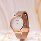 Sonata Wedding Bling Quartz Analog Brown Dial Rose Gold Stainless Steel Strap Watch for Women  87050WM12