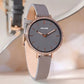 Sonata Quartz Analog Grey Dial Grey Leather Strap Watch For Women 87070wl01