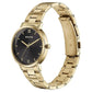 Sonata Quartz Analog Black Dial Golden Stainless Steel Strap Watch For Women 87071ym01