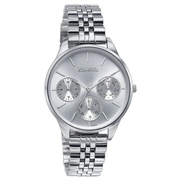 Sonata Wedding Edit Quartz Multifunction Silver Dial Stainless Steel Strap Watch For Women 87085sm01