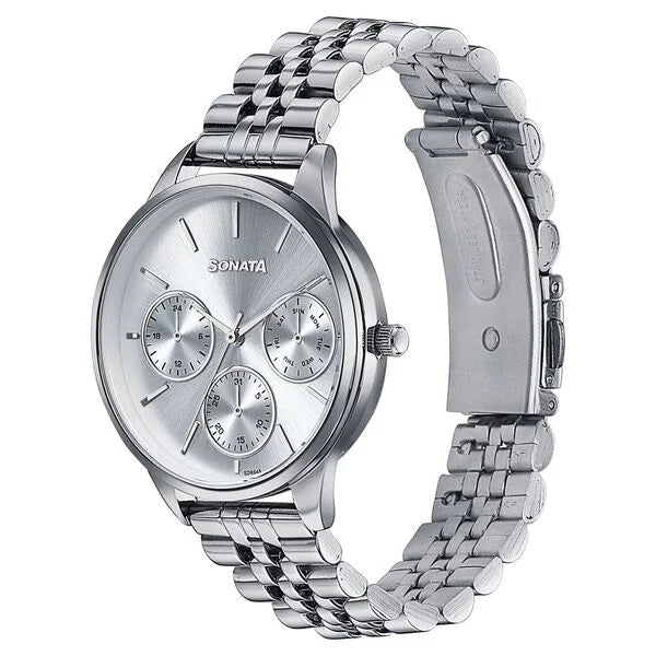 Sonata Wedding Edit Quartz Multifunction Silver Dial Stainless Steel Strap Watch For Women 87085sm01