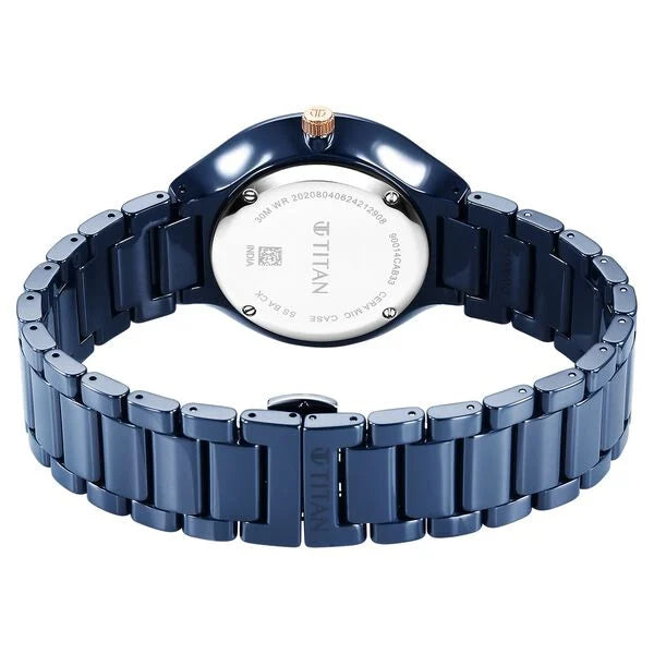 Titan Regalia Ceramics Quartz Analog Blue Dial Blue Color Ceramic Strap Watch For Men 90014kc04