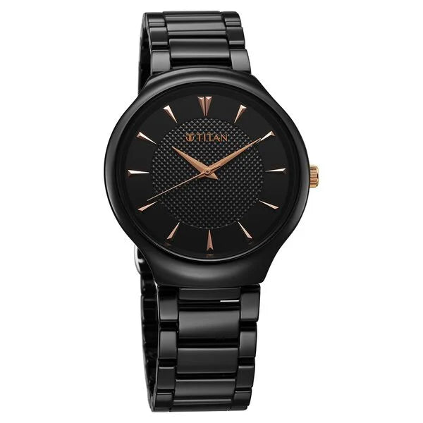 Titan Regalia Ceramics Quartz Analog Black Dial Black Color Ceramic Strap Watch For Men 90014kc05