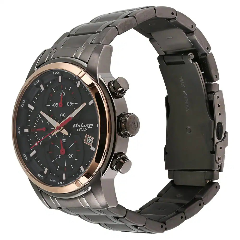 Octane black dial sales stainless steel strap watch