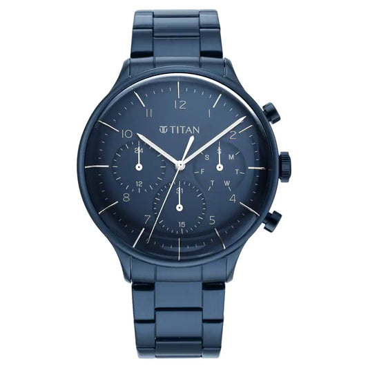 Titan Men's Classic Watch: Gradient Dial & Sleek Markings with Leather Strap