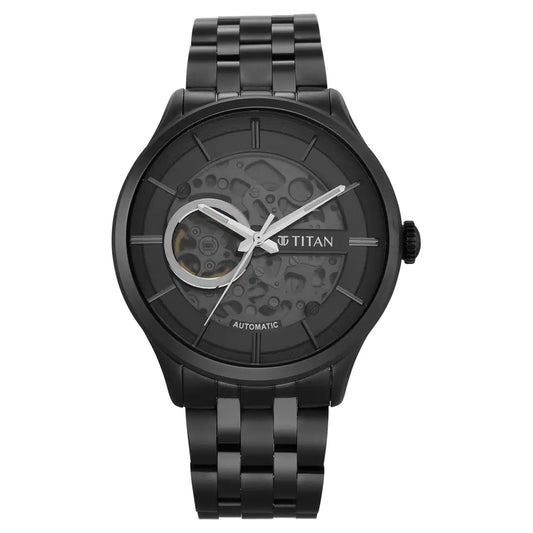 Titan Metal Mechanicals Grey Dial Stainless Steel Strap Watch 90140QM02