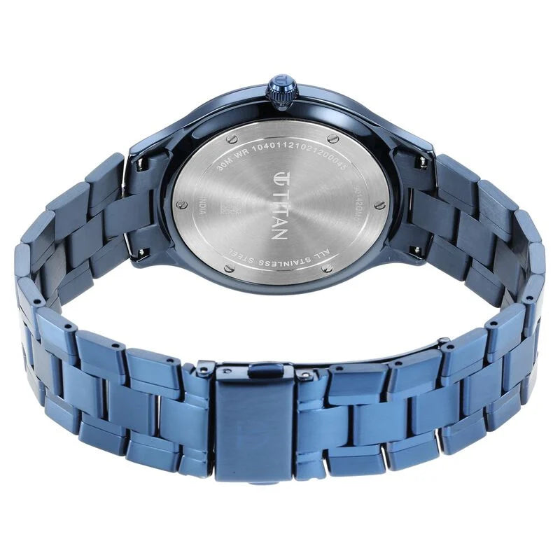 Titan Classique Slimline Blue Dial Quartz Analog with Date Stainless Steel Strap watch for Men NS90142QM01 / 90142QM01