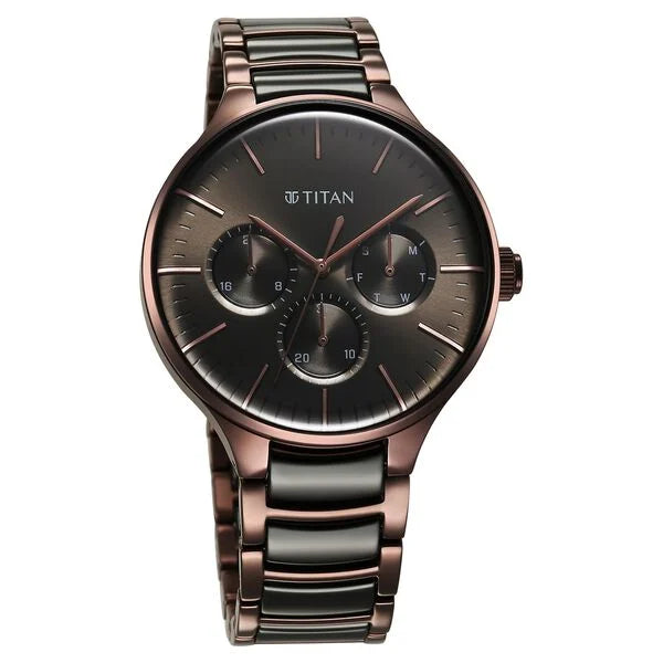 Titan Ceramic Fusion Quartz Multifunction Black Dial With Two Toned Co KRISHNA WATCH COMPANY