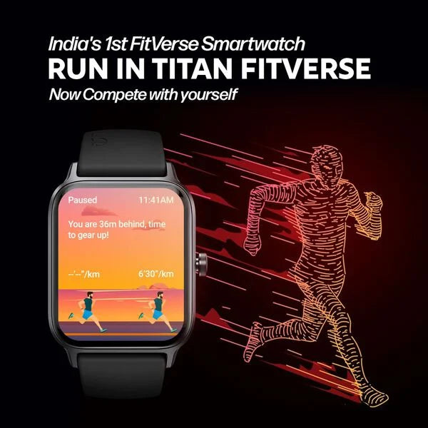 Titan Traveller with 4.52 cm AMOLED Display, BT Calling, India's First FitVerse Smartwatch with Brown Leather Strap 90166ap03