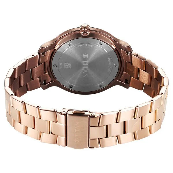 Titan Clasique Slim Quartz Analog with Date Coffee Brown Dial Stainless Steel Strap Watch For Men 90170qm02