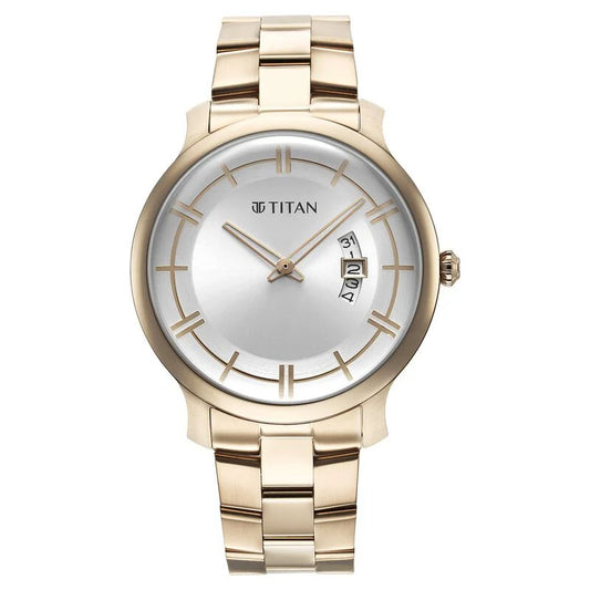 Titan Classic Distincta Silver Dial Analog with Date Stainless Steel Strap watch for Men NS90170WM01 / 90170WM01