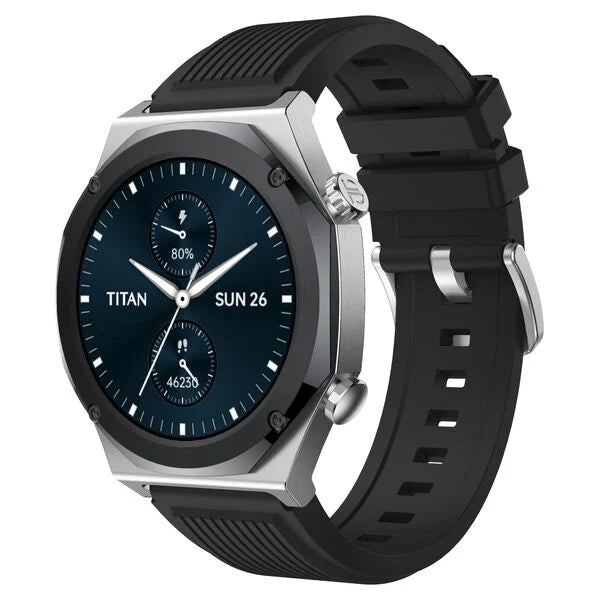 Titan Maestro Premium Metal Smartwatch with All SS construction, SingleSync BT Calling, Functional Crown 90208km01