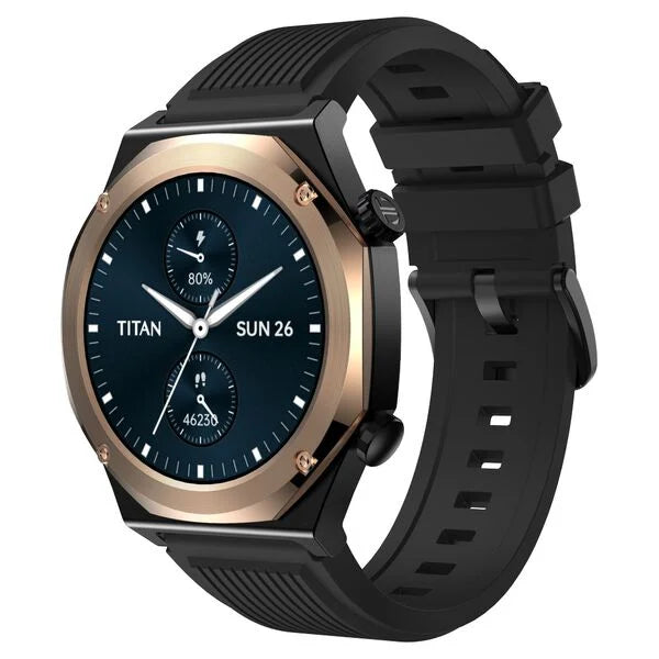 Titan Maestro Premium Metal Smartwatch with All SS construction, SingleSync BT Calling, Functional Crown 90208km02