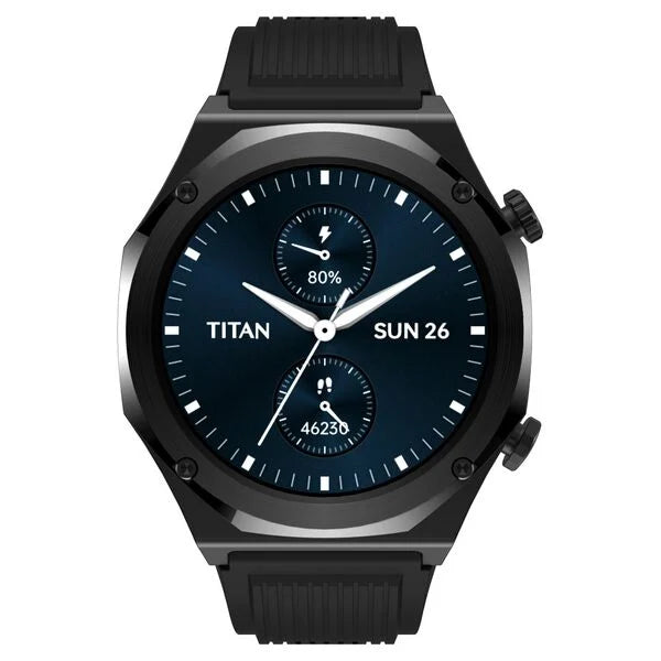 Titan Maestro Premium Metal Smartwatch with All SS construction, SingleSync BT Calling, Functional Crown 90208nm01