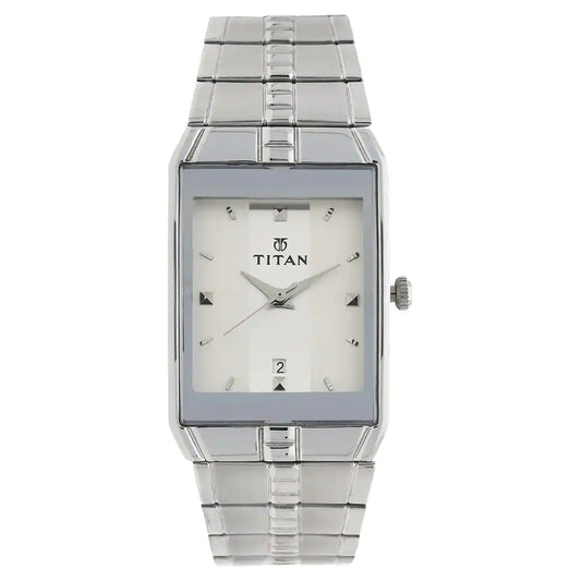 Titan White Dial Silver Stainless Steel Strap Watch NM9151SM01 (K222A)