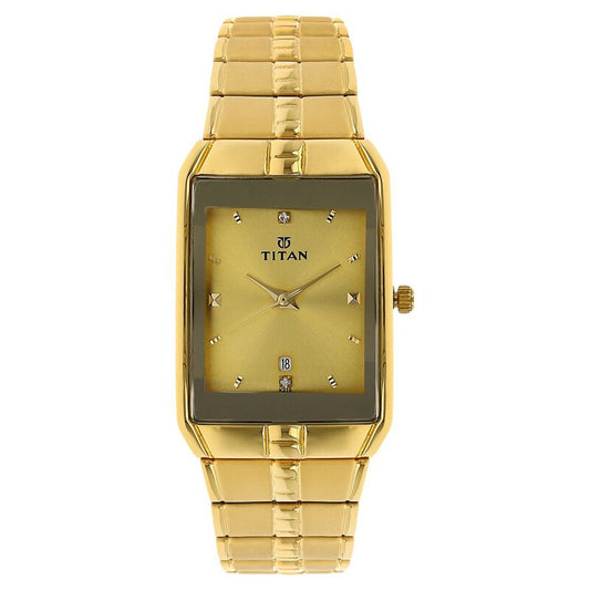 Titan Golden Dial Analog with DateMetal Strap watch for Men NR9151YM03 / NS9151YM03