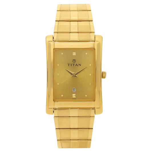 Titan Champagne Dial Golden Metal Strap Watch NN9154YM02 (K239A)