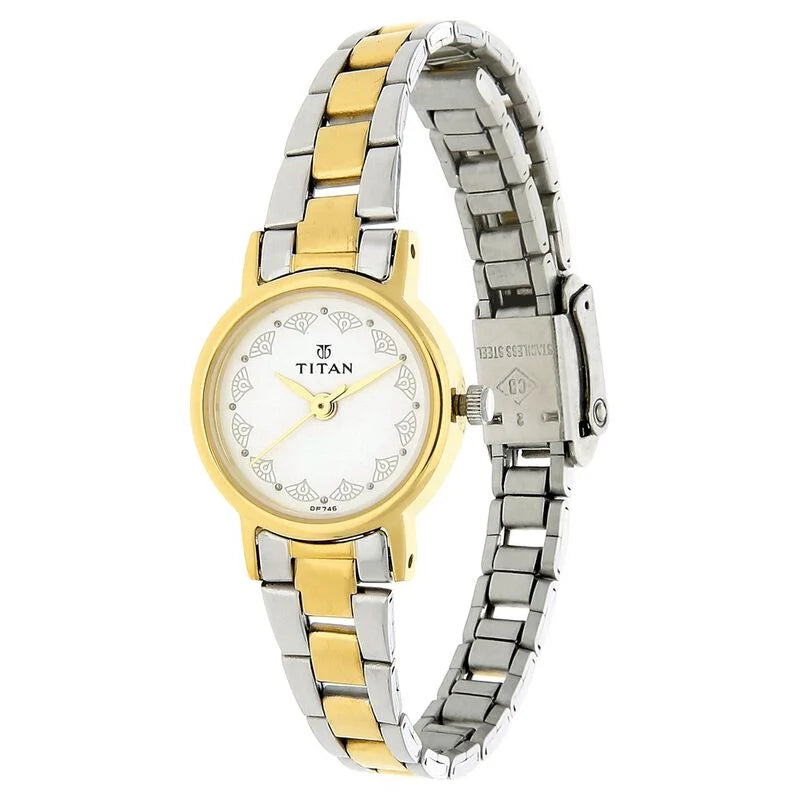 Titan Quartz Analog White Dial Stainless Steel Strap Watch for Women NS917BM01  / 917BM01