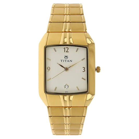 Titan White Dial Golden Metal Strap Watch NN9264YM01 (A741A)