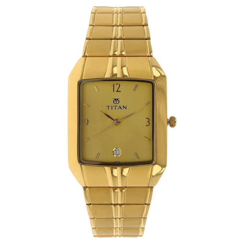 Titan Analog with Date Golden Dial Metal Strap watch for Men NS9264YM02 / 9264YM02