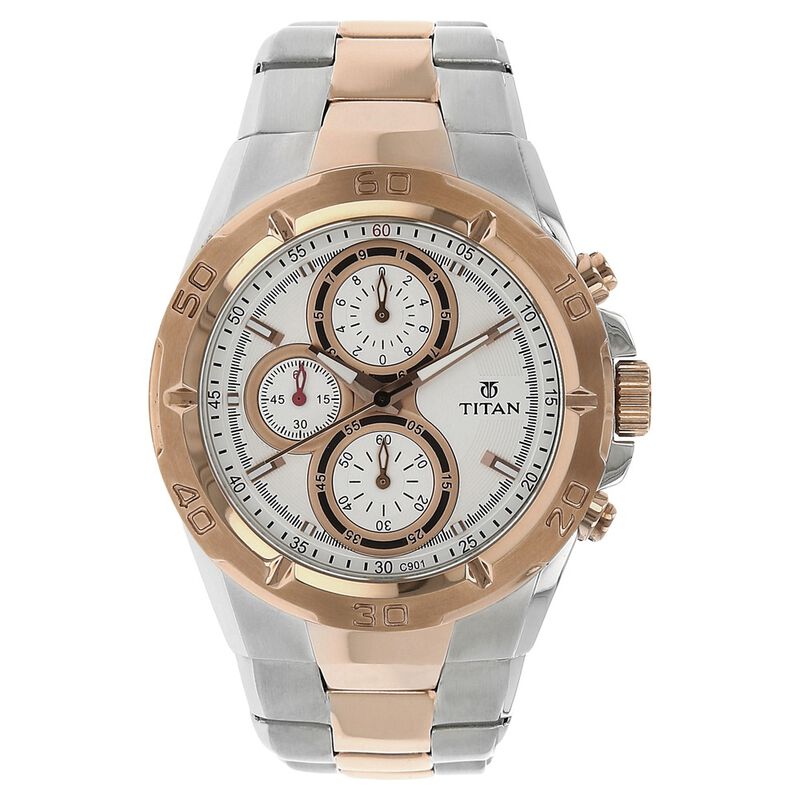 Titan Regallia Rose Gold Chronograph Stainless Steel Strap Watch for Men NR9308KM01 / NS9308KM01