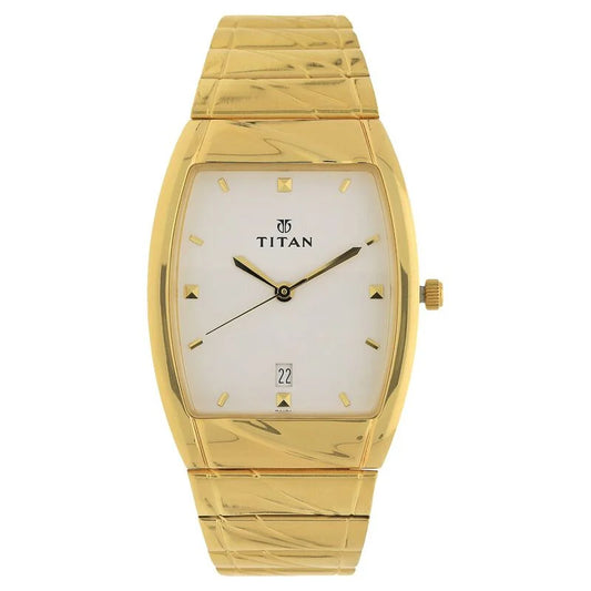 Titan Quartz Analog with Date White Dial Stainless Steel Strap Watch for Men NS9315YM01