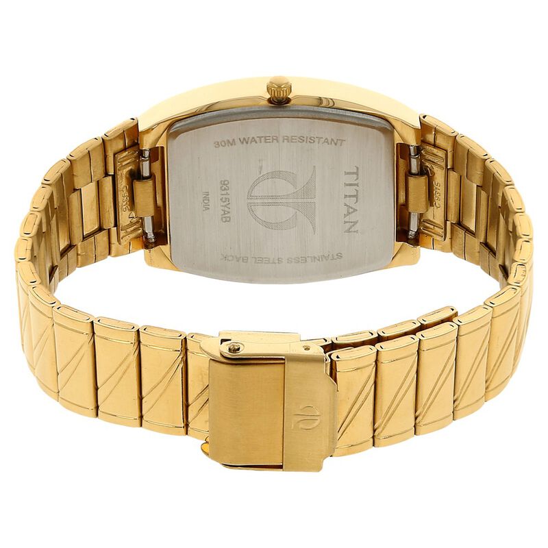 Titan Rectangle Champagne Dial Analog with Date Stainless Steel Strap watch for NS9315YM02