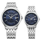 Titan Bandhan Quartz Analog with Date Blue Dial Silver Stainless Steel Strap Watch For Couple 9401194211sm01