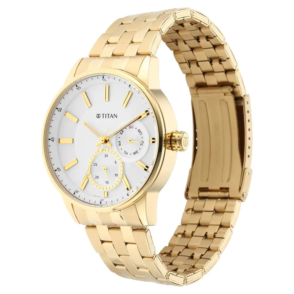 Regalia Opulent White Dial Golden Stainless Steel Strap Watch NP9441YM01