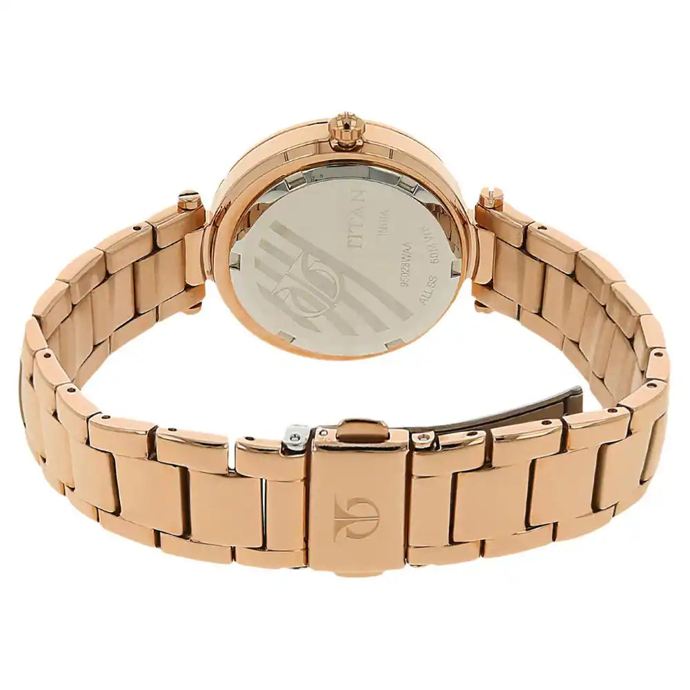 Titan Rose Gold Dial Stainless Steel Strap Watch NN95023WM01