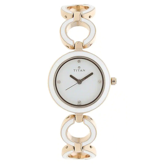 TITAN White Dial Rose Gold Metal Strap Watch 95036WM02 / NM95036WM02