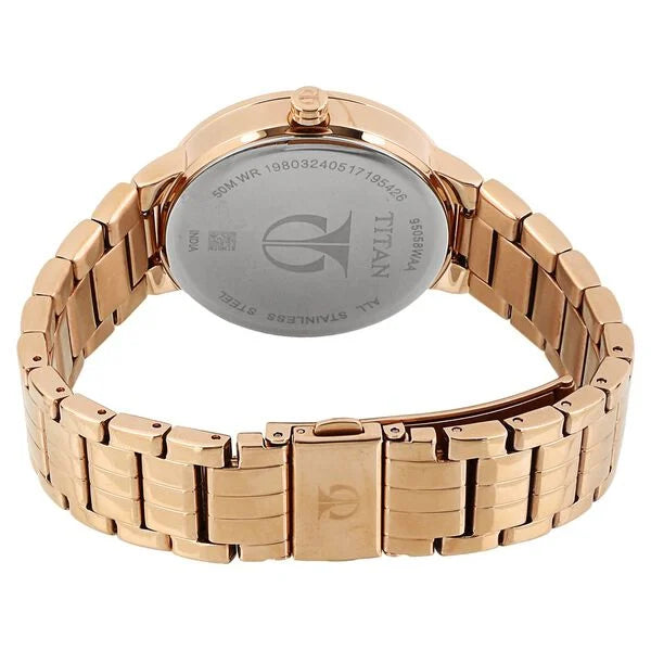 Titan Whimsy Rose Gold Dial Quartz Multifunction Stainless Steel Strap Watch for Women ns95058wm02 / 95058wm02