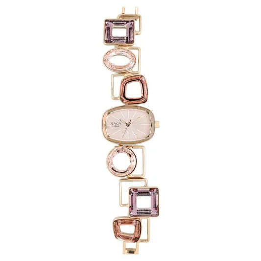 Titan Raga Facets Pink Dial Analog Stainless Steel Strap Watch for Women ns95118wm02 / 95118wm02