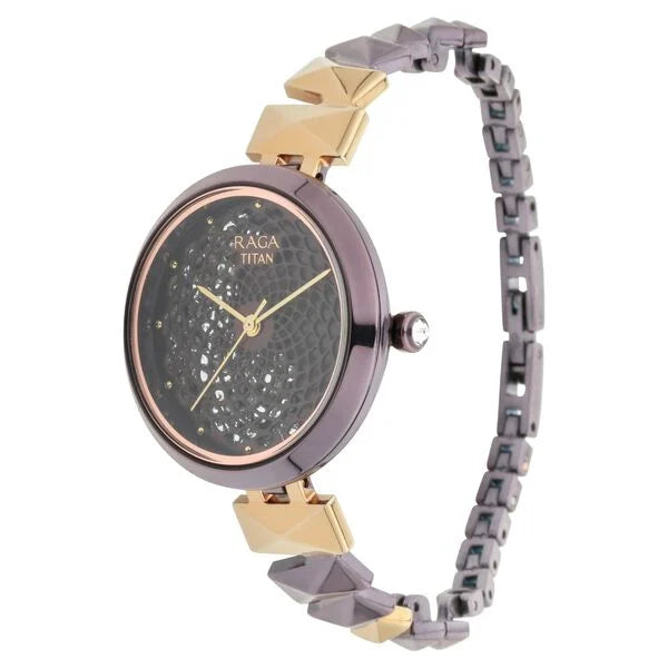 Titan Raga Facets Brown Dial Analog Stainless Steel Strap watch for Women ns95121km01 / 95121km01