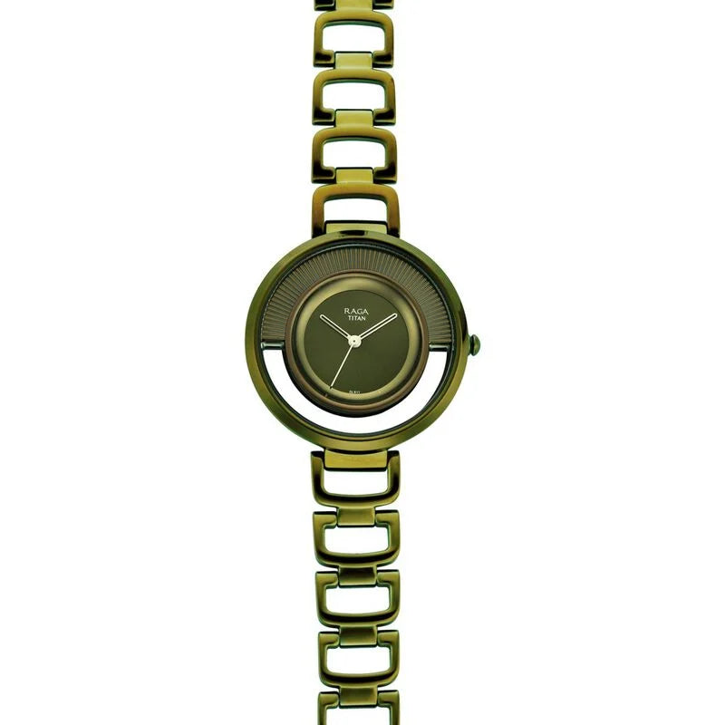 Titan Raga Moments Of Joy Green Dial Women Watch With Metal Strap NS95140QM01  / 95140QM01