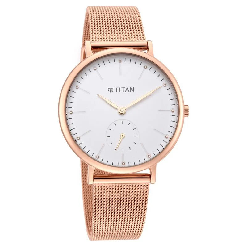 Titan Slimline White Dial Analog with Date Stainless Steel Strap watch for Women NS95142WM01 / 95142WM01