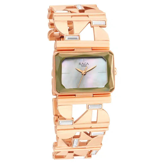 Titan Love All Watch with Mother Of Pearl Dial & Brass Strap 95149WM01