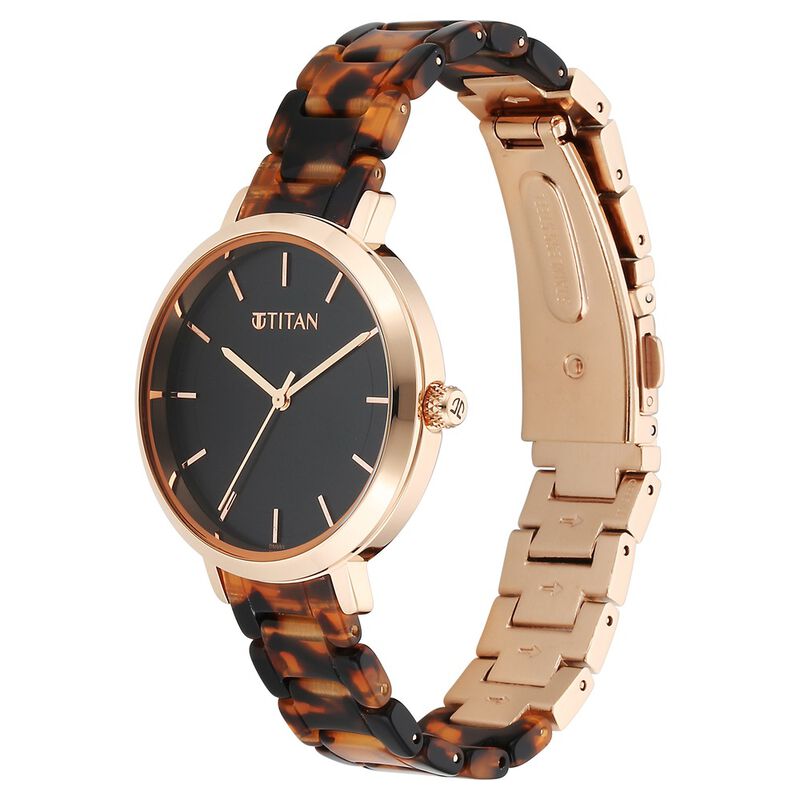 Titan Purple Acetate Quartz Analog Black Dial Brass & Acetate Strap Watch for Women 95188KD01 / NS95188KD01