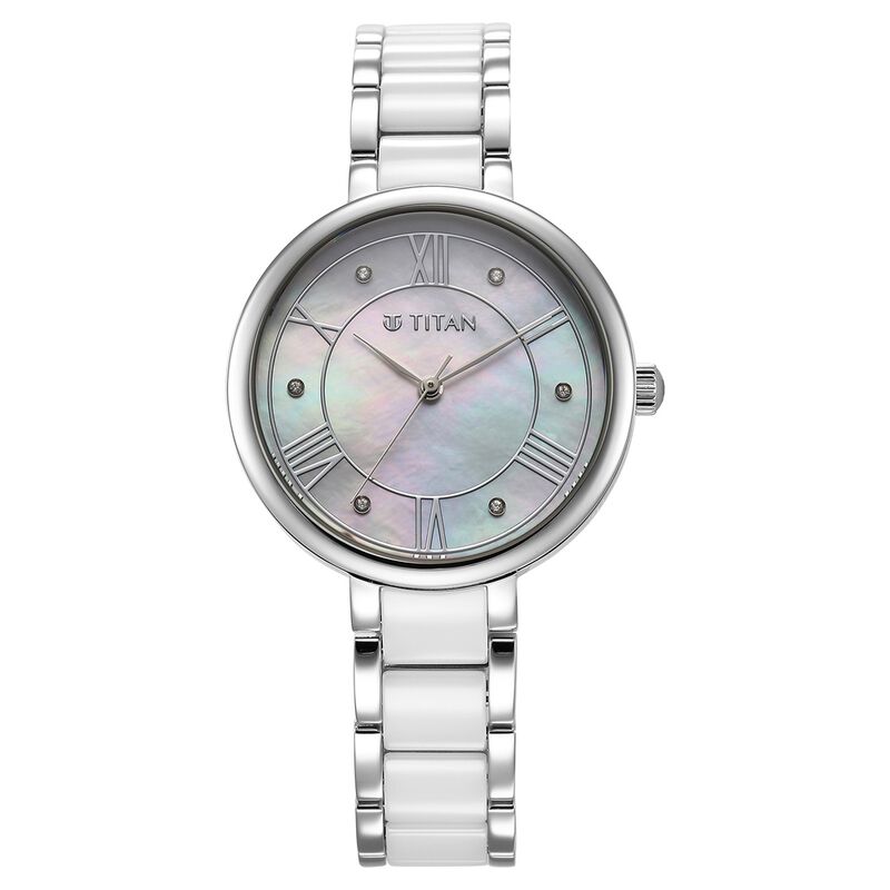 Titan Women Purple ceramics Round Mother of pearl Watches 95217KD01 / NS95217KD01