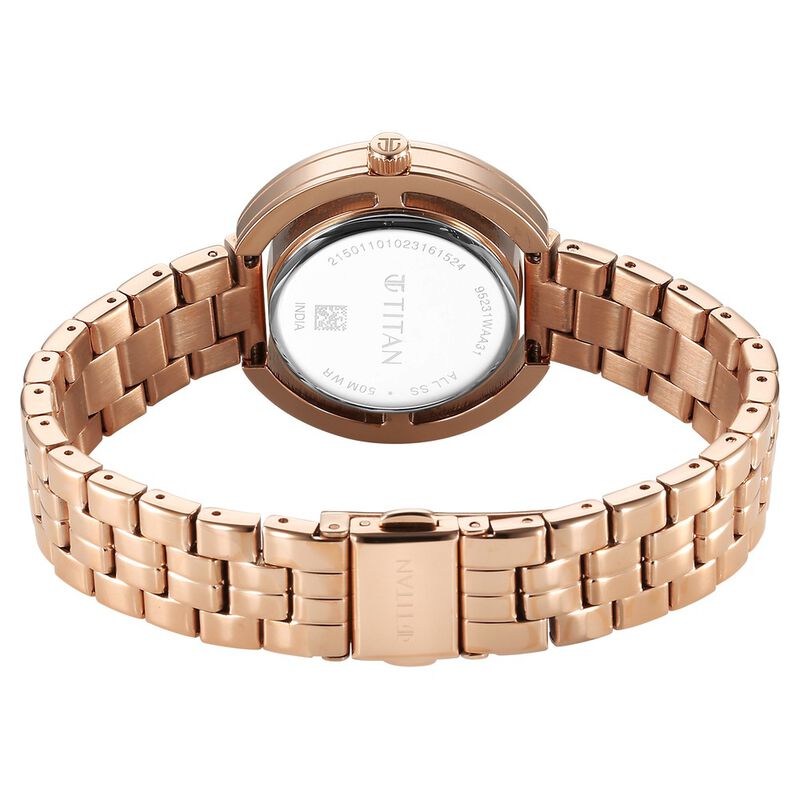 Titan Purple Abstract Quartz Analog Rose Gold Stainless Steel Strap for Women 95231WM01