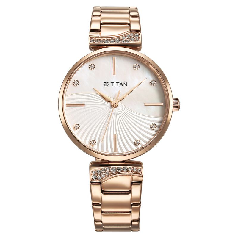 Titan Purple Style Up Quartz Analog Mother Of Pearl Dial Stainless Steel Strap Watch for Women 95237WM01 / NS95237WM01